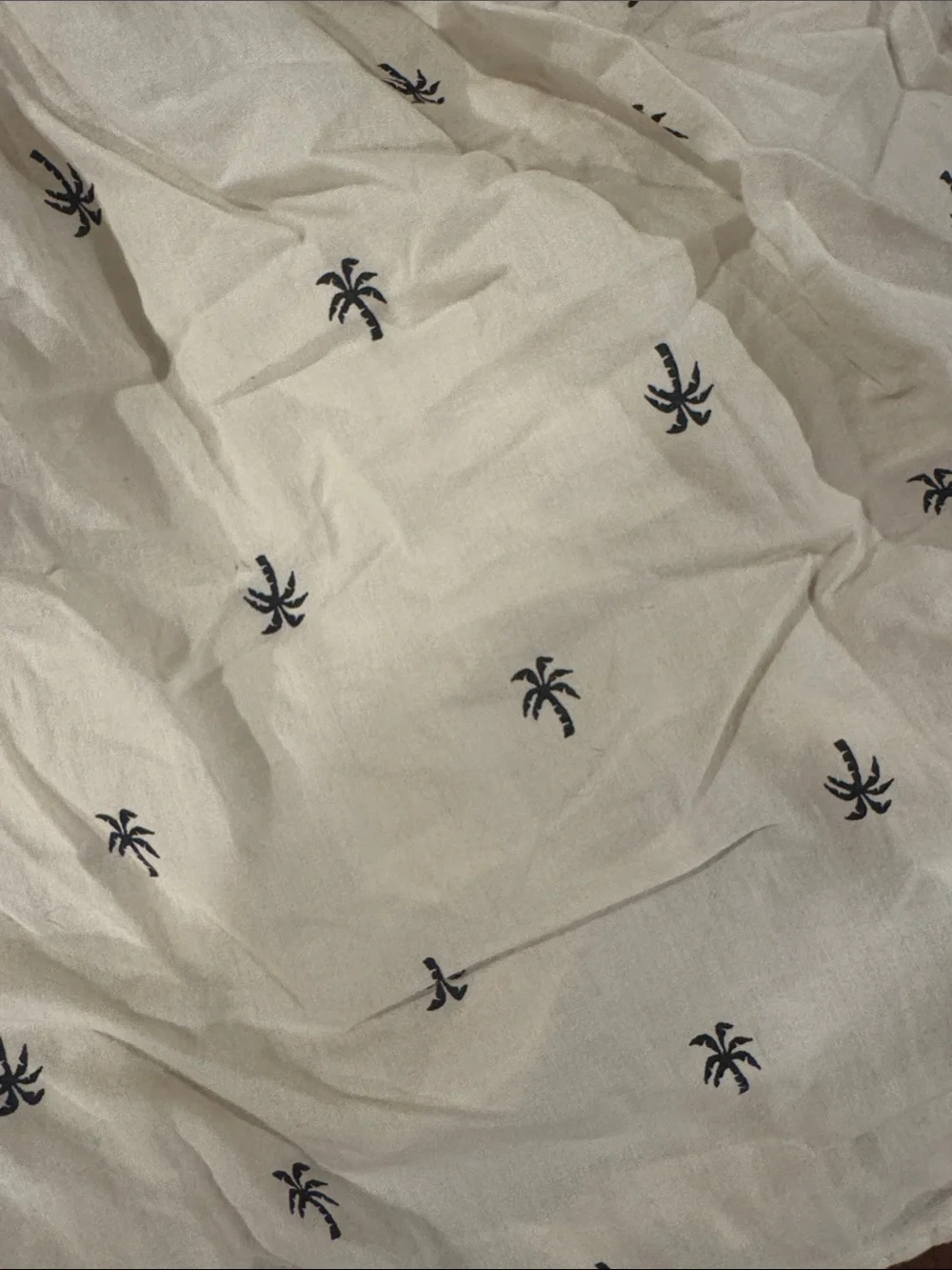 GAP Cream Romper with Navy Palm Embroidery